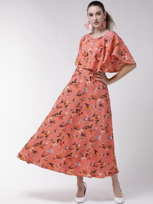 Elegant Printed Crepe Dress Artix Mart